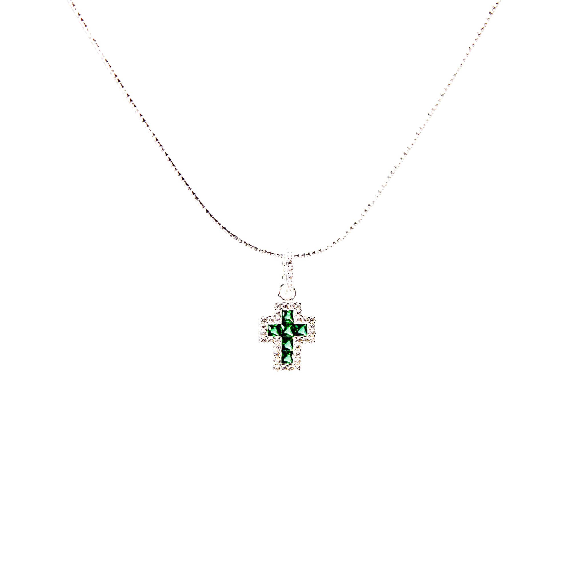 Collar 'Cruz Esmeralda' Plata 925